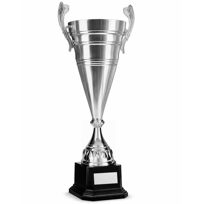 LARGE TALL CONICAL SILVER METAL HANDLED TROPHY - 3 SIZES - 51CM to 64CM