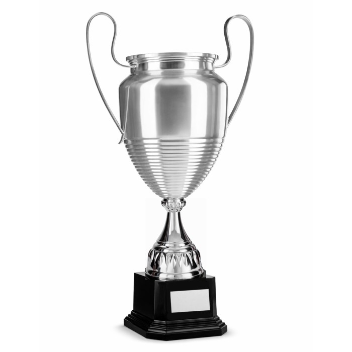 LARGE ROUND BOWL SILVER METAL HANDLED TROPHY - 3 SIZES - 45CM to 58CM