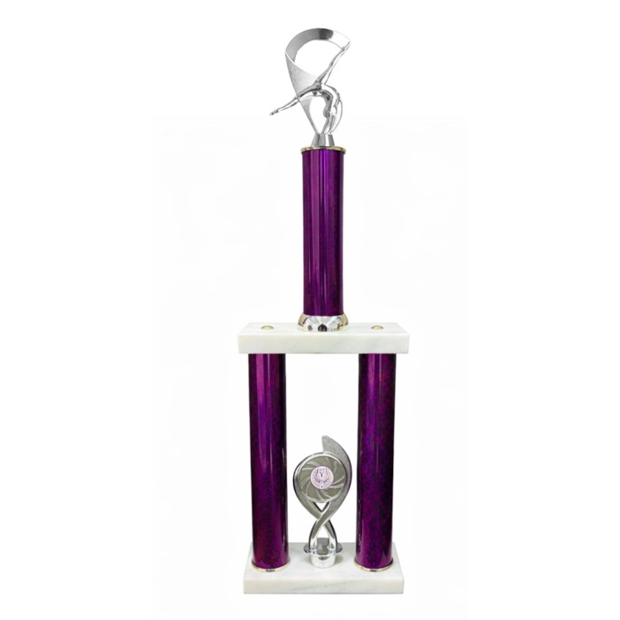 GYM AND DANCE TOWER TROPHY - AVAILABLE WITH DIFFERENT COLOUR COLUMNS & SILVER METAL PARTS