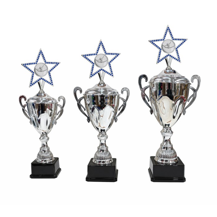 SILVER HANDLED GYMNASTIC CUP FEATURING METAL SILVER FIGURE - AVAILABLE IN 3 SIZES