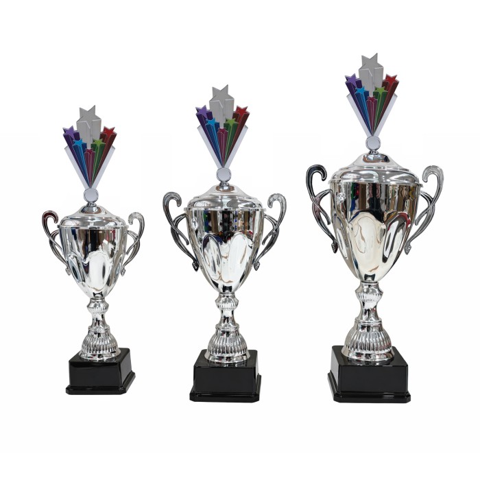 SILVER HANDLED GYMNASTIC CUP FEATURING METAL SILVER FIGURE - AVAILABLE IN 3 SIZES