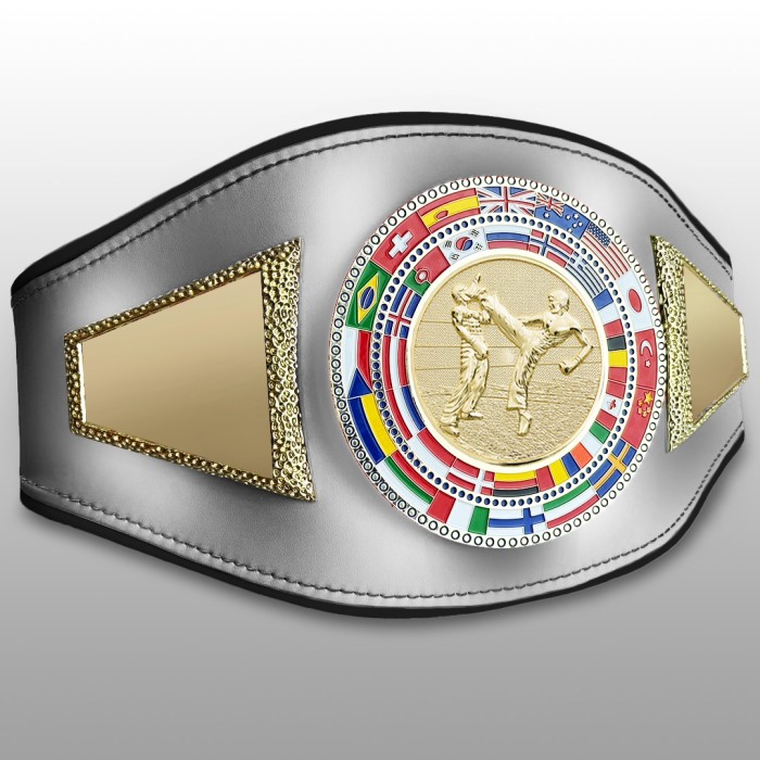 KICKBOXING CHAMPIONSHIP BELT-PROFLAG2/FLAG/G/KBOG - VARIETY OF LEATHER COLOURS AVAILABLE