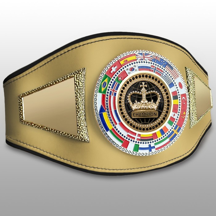 CHAMPIONSHIP BELT PROFLAG2/FLAG/G/BLKCRWN - VARIETY OF LEATHER COLOURS AVAILABLE