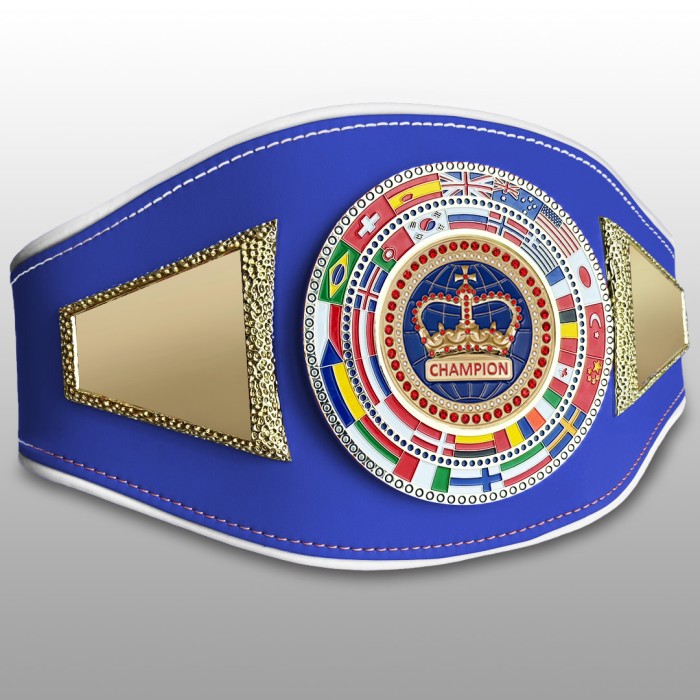 CHAMPIONSHIP BELT PROFLAG2/FLAG/G/BLUECRWN - VARIETY OF LEATHER COLOURS AVAILABLE