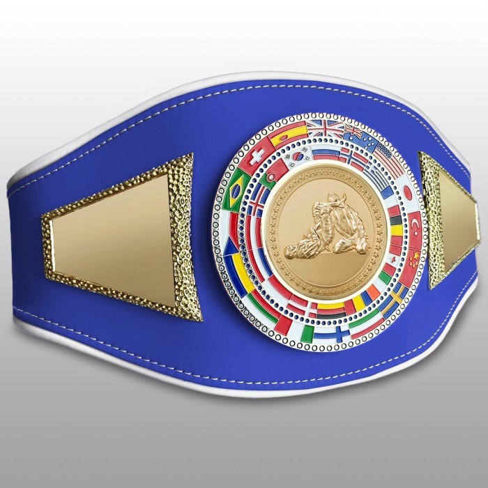 JIU JITSU CHAMPIONSHIP BELT-PROFLAG2/FLAG/G/JJG - VARIETY OF LEATHER COLOURS AVAILABLE