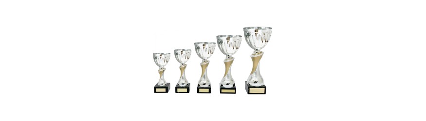 MATT GOLD AND SILVER METAL CUP ON SCULPTED RISER AVAILABLE IN 4 SIZES MATT GOLD AND SILVER METAL CUP ON SCULPTED RISER AVAILABLE IN 4 SIZES