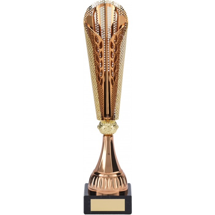 GOLD AND COPPER CONICAL TROPHY CUP - 3 SIZES - 38CM - 43CM