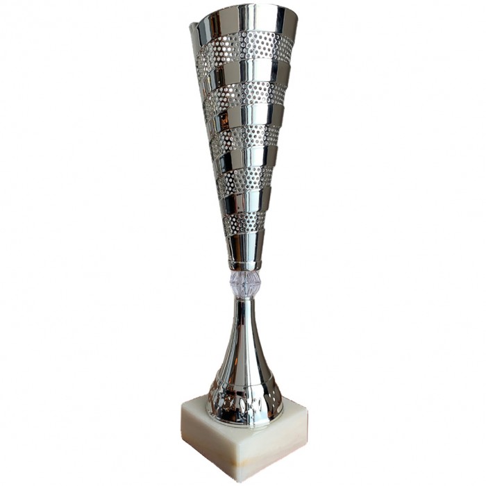 STUNNING METAL DUAL COLOUR CONICAL TROPHY CUP 46CM TALL