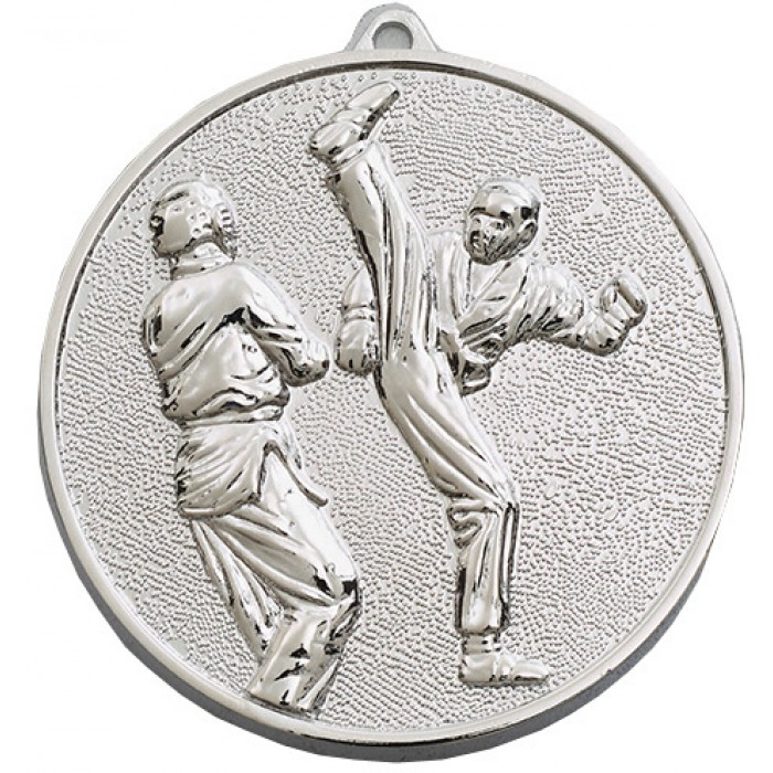 70MM X 6MM THICK SILVER KICKBOXING MEDAL