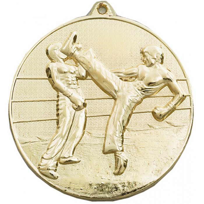 70MM X 6MM THICK GOLD KICKBOXING MEDAL