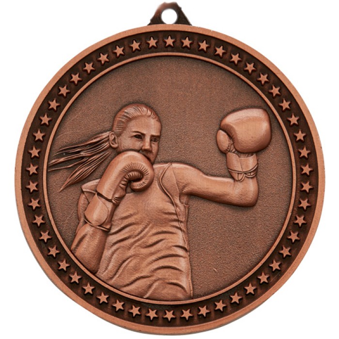 BRONZE 70MM FEMALE BOXING MEDAL