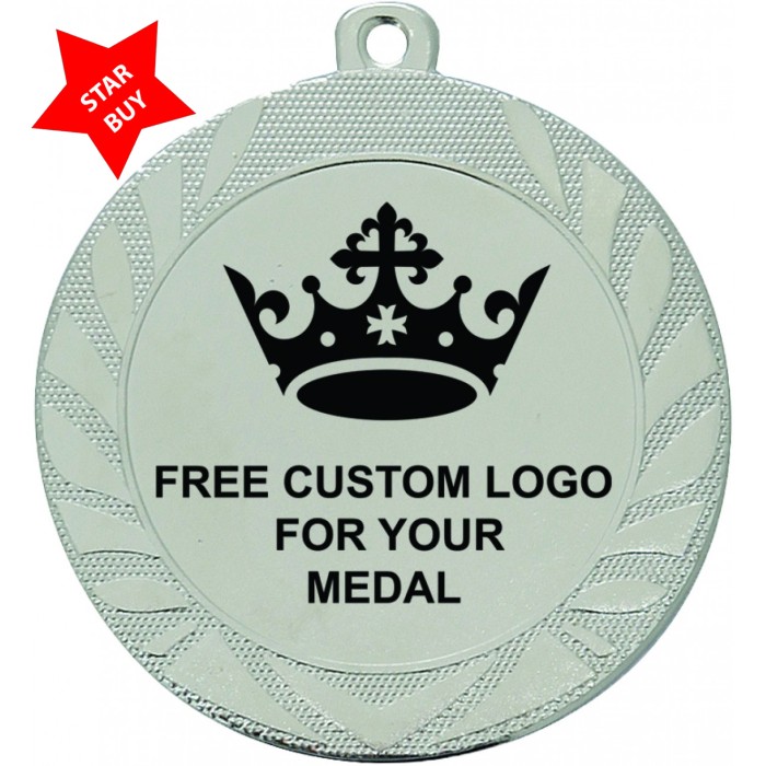 70MM IRON CUSTOM CENTRE MEDAL - GOLD, SILVER OR BRONZE