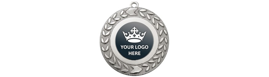 PACK OF 100 BULK BUY 50MM 'WREATH ARROW' GOLD, SILVER OR BRONZE MEDALS, RIBBON AND CUSTOM LOGO **AMAZING VALUE**