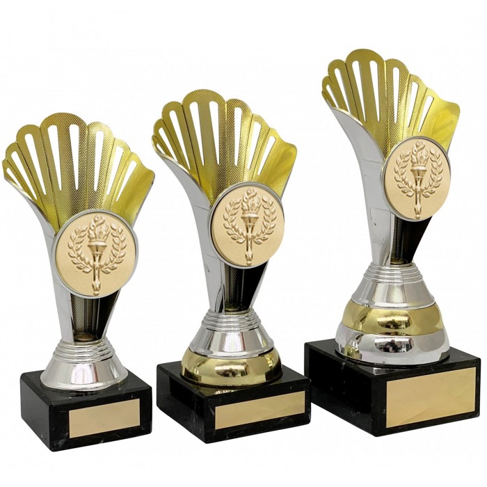 SILVER AND GOLD PLASTIC TROPHY CUP - WITH CHOICE OF SPORTS CENTRE