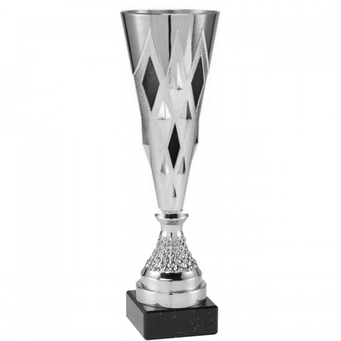 SILVER CONICAL PLASTIC TROPHY CUP - AVAILABLE IN 3 SIZES - 11'' TO 14.5''