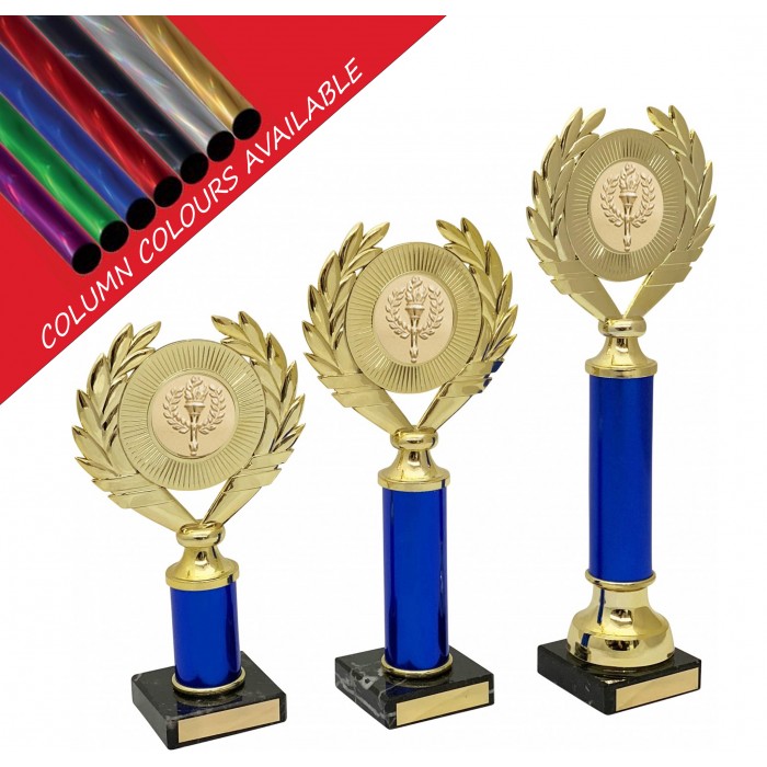 CENTRE HOLDER COLUMN PLASTIC TROPHY - WITH CHOICE OF SPORTS CENTRE - 3 SIZES
