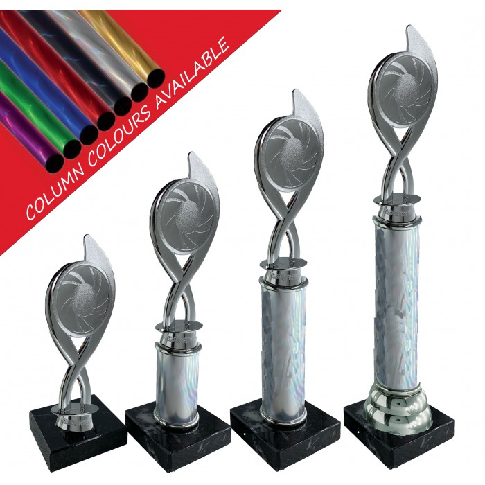 CENTRE HOLDER COLUMN PLASTIC TROPHY - WITH CHOICE OF SPORTS CENTRE - 4 SIZES