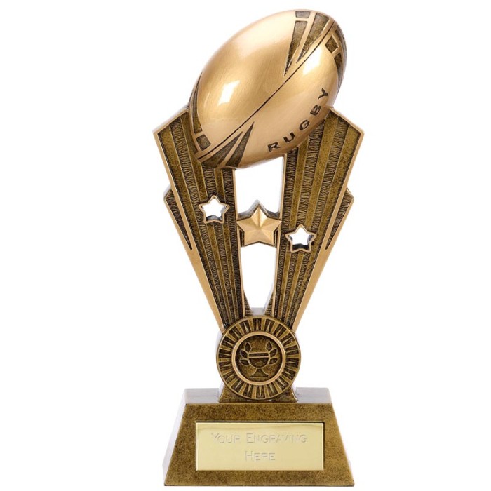 FAME RUGBY TROPHY - 3 SIZES - UP TO 9.5''' FAME RUGBY TROPHY - 3 SIZES - UP TO 9.5'''