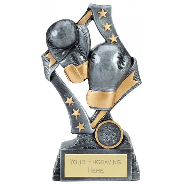 FLAG BOXING RESIN TROPHY - GOLD GLOVES - 3 SIZES STARTING FROM 5''