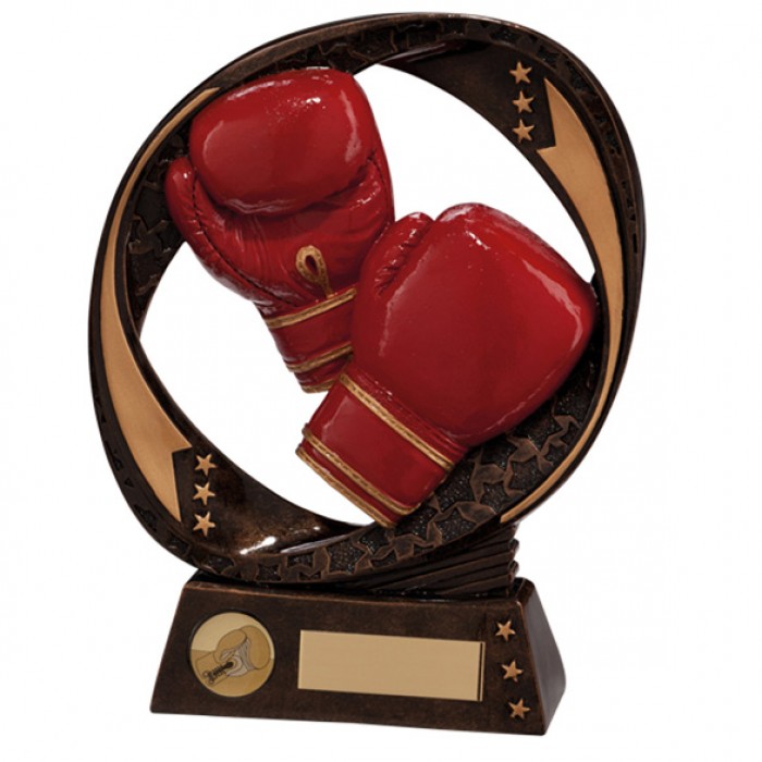BOXING FIGURE RESIN TROPHY - RED GLOVES - 2 SIZES STARTING FROM 170MM